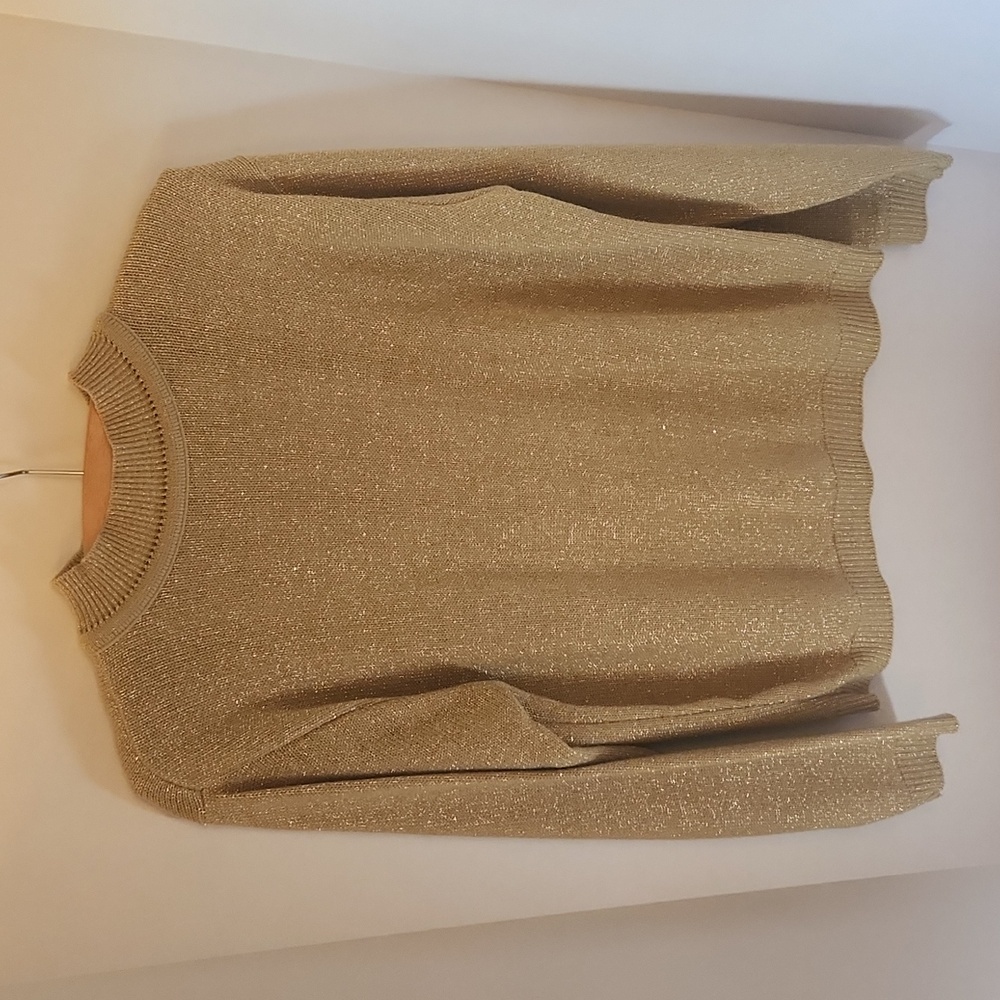 Willow Ridge Gold Metallic Mock Turtleneck Ladies Sweater